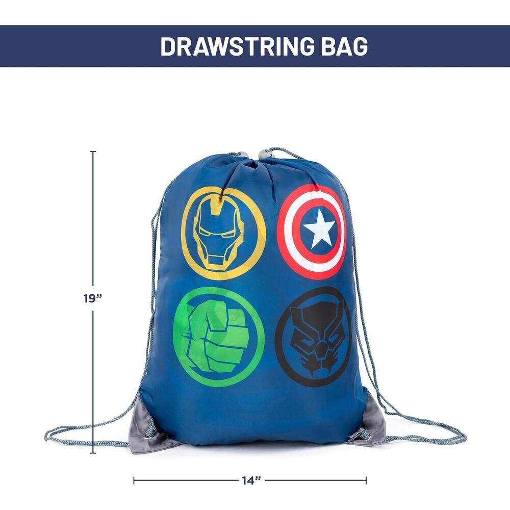 Avengers Battle Formation Kids Sleeping Bag & Drawstring Carrying Bag 54" x 27" - Picture 3 of 9